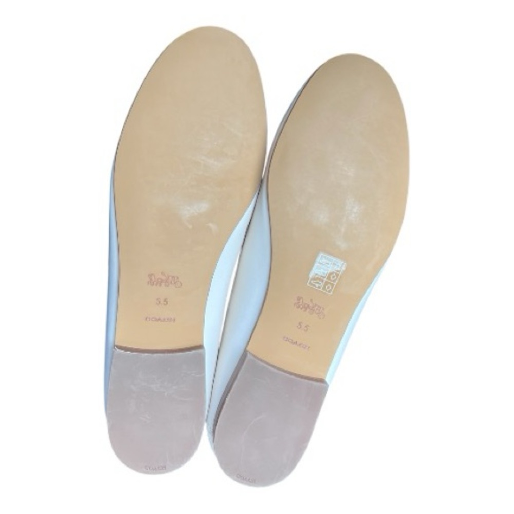 COACH Haley Women's White Chalk Leather Gold Horsebit Loafers NEW Size 5.5 - Picture 6 of 11